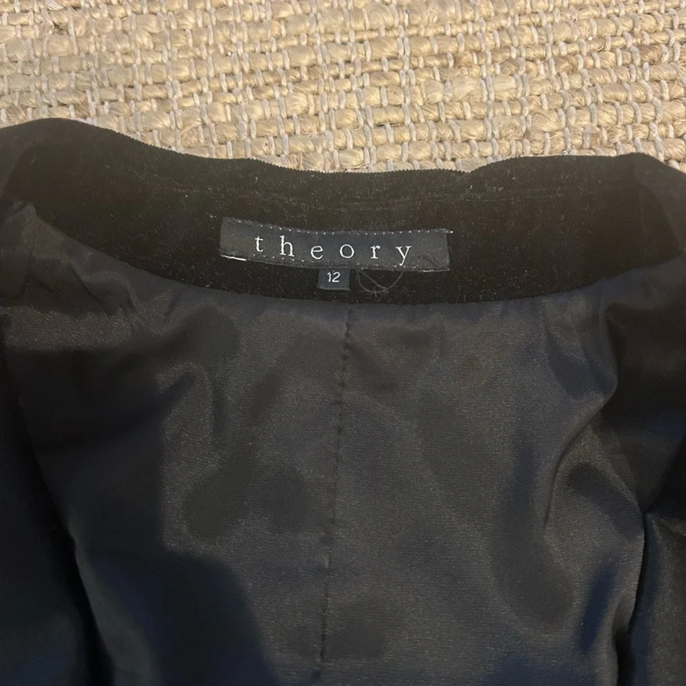 Theory Black Velvet and Satin Blazer Size 12 - Picture 3 of 16